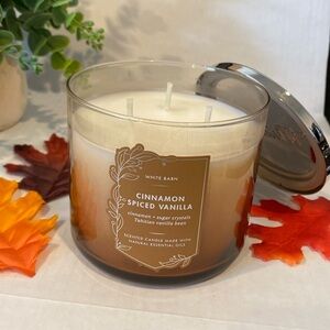 Bath & Body Works White Barn “Cinnamon Spiced Vanilla” NEW 3-Wick Candle